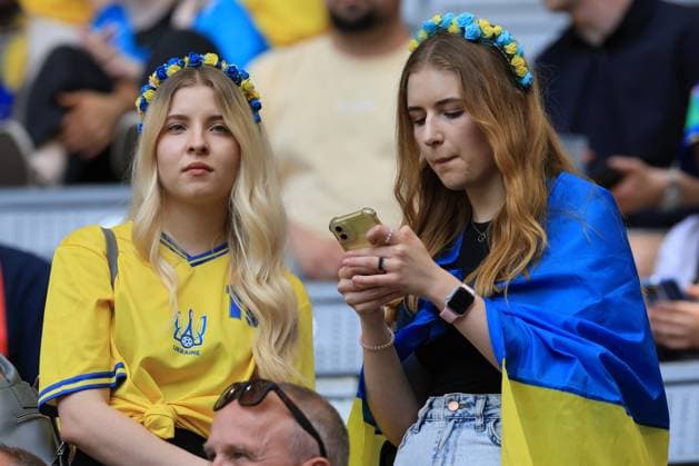 17th June 2024; Munich Football Arena, Munich, Germany; Euro 2024 Group E Football, Romania versus Ukraine; Ukraine fans  ActionPlus12655677 PierrexTeyssot