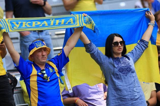17th June 2024; Munich Football Arena, Munich, Germany; Euro 2024 Group E Football, Romania versus Ukraine; Ukraine fans  ActionPlus12655679 PierrexTeyssot