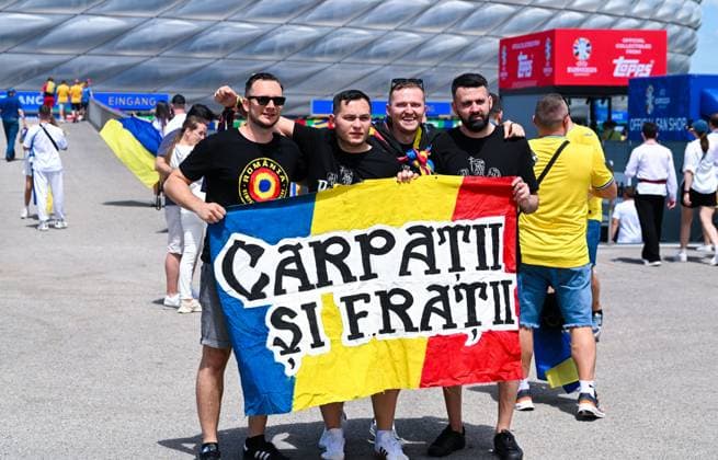 Fans of Romania, UEFA EURO 2024 Group E, Romania vs Ukraine, Munich Football Arena on June 17, 2024 in Munich, Germany Photo by Silas Schueller DeFodi Images Fans of Romania, UEFA EURO 2024 Group E, Romania vs Ukraine, Munich Football Arena on June 17, 2024 in Munich, Germany Photo by Silas Schueller DeFodi Images Defodi 0582258551st Defodi-738