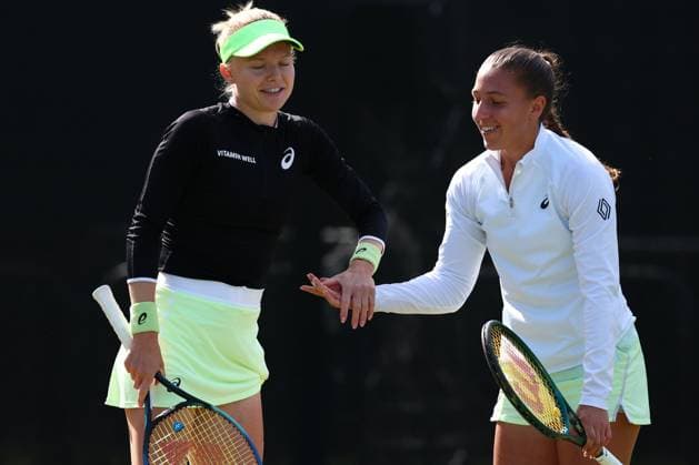 16th June 2024; Lexus Nottingham Tennis Centre, Nottingham, England; Rothesay Nottingham Open, Day 7; Harriet Dart with doubles partner Diane Parry during their womens doubles final match versus Gabriela Dabrowski and Erin Routliffe  ActionPlus12655704 ShaunxBrooks