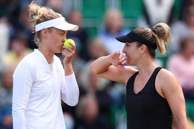 16th June 2024; Lexus Nottingham Tennis Centre, Nottingham, England; Rothesay Nottingham Open, Day 7; Gabriela Dabrowski and Erin Routliffe during their doubles final match against Harriet Dart and Diane Parry  ActionPlus12655714 ShaunxBrooks