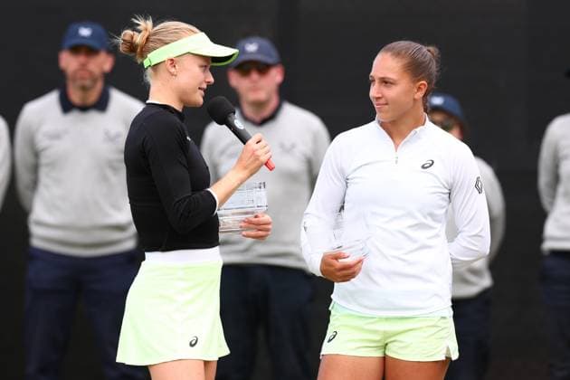 16th June 2024; Lexus Nottingham Tennis Centre, Nottingham, England; Rothesay Nottingham Open, Day 7; Harriet Dart and Diane Parry after their women& x2019;s doubles final loss to Gabriela Dabrowski and Erin Routliffe  ActionPlus12655716 ShaunxBrooks