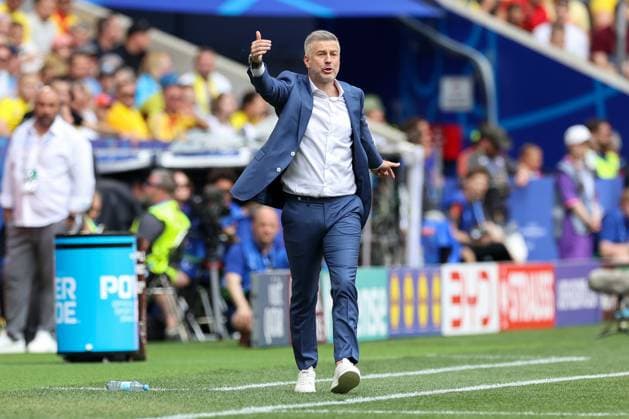 Soccer UEFA EURO 2024 Group Stage 1 Matchday Romania Ukraine on 17 06 2024 at the Munich Football Arena in Munich Edward Iordanescu Coach Head Coach Romania xMSx