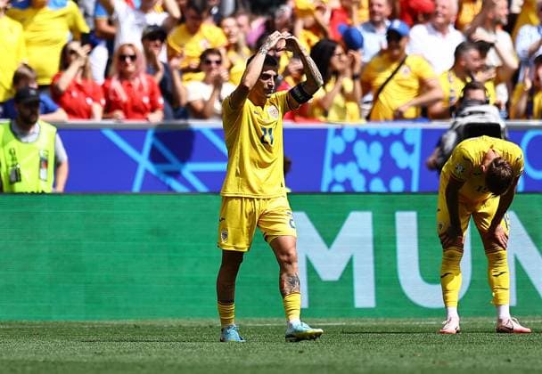 Nicolae Stanciu of Romania celebrates scoring Romania v Ukraine, UEFA European Championship, EM, Europameisterschaft 2024, Group E, Football, Munich Football Arena, Munich, Germany, 17 Jun 2024 EDITORIAL USE ONLY No use with unauthorised audio, video, data, fixture lists, club league logos or live services. Online in-match use limited to 120 images, no video emulation. No use in betting, games or single club league player publications.  Copyright: xMichaelxZemanek Shutterstockx 14539636t