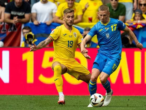 Denis Mihai Dragus Romania, 19 , Oleksandr Zinchenko Ukraine, 17 , GER, Romania vs Ukraine, European Football Championship, UEFA EURO 2024, Group E, Matchday 1, 17 06 2024, GER, Romania vs Ukraine, European Football Championship, UEFA EURO 2024, Group E, Matchday 1, 17 06 2024 Munich Copyright: xEibner-Pressefoto SaschaxWaltherx EP_SWA