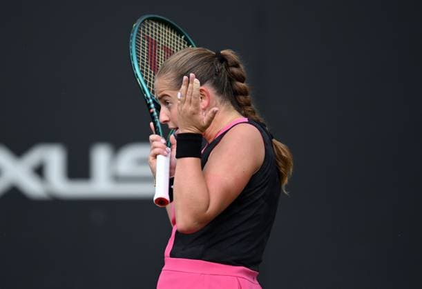 Jelena Ostapenko of Latvia looks dejected during her first round match Rothesay Classic Birmingham, Day 1, Tennis, Edgbaston Priory Club, Birmingham, UK - 17 June 2024  Copyright: xAnnaxGowthorpe Shutterstockx 14539764as