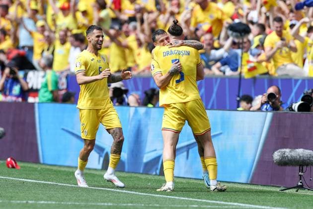 Goal celebration by Nicolae Stanciu 21 Romaenia for 1 0, Romania vs Ukraine Football, UEFA Euro 2024, Group stage, Matchday 1, 17 06 2024 Munich Bavaria Germany Copyright: xkolbert-press ChristianxKolbertx