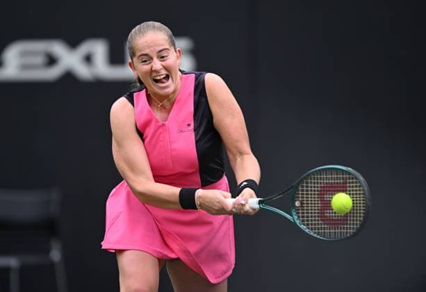 Jelena Ostapenko of Latvia in action during her first round match Rothesay Classic Birmingham, Day 1, Tennis, Edgbaston Priory Club, Birmingham, UK - 17 June 2024  Copyright: xAnnaxGowthorpe Shutterstockx 14539764at