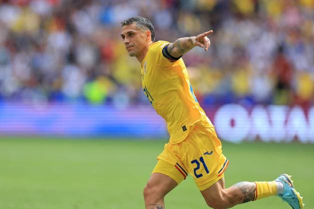 17th June 2024; Munich Football Arena, Munich, Germany; Euro 2024 Group E Football, Romania versus Ukraine; Nicolae Stanciu (rom) celebrates his goal for 1-0 in the 29th minute  ActionPlus12655747 PierrexTeyssot