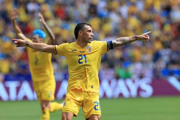 17th June 2024; Munich Football Arena, Munich, Germany; Euro 2024 Group E Football, Romania versus Ukraine; Nicolae Stanciu (rom) celebrates his goal for 1-0 in the 29th minute  ActionPlus12655749 PierrexTeyssot