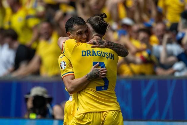 Goal for 1 0 by Nicolae Claudiu Stanciu Romania, 21 , with Marius Mihai Marin Romania, 06 and Radu Matei Dragusin Romania, 03 , GER, Romania v Ukraine, European Football Championship, UEFA EURO 2024, Group E, Matchday 1, 17 06 2024, GER, Romania v Ukraine, European Football Championship, UEFA EURO 2024, Group E, Matchday 1, 17 06 2024 Munich Copyright: xEibner-Pressefoto SaschaxWaltherx EP_SWA