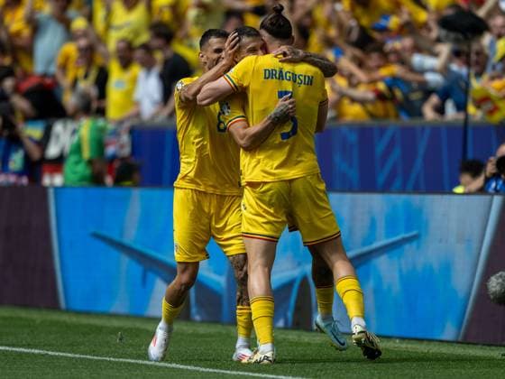 Goal for 1 0 by Nicolae Claudiu Stanciu Romania, 21 , with Marius Mihai Marin Romania, 06 and Radu Matei Dragusin Romania, 03 , GER, Romania v Ukraine, European Football Championship, UEFA EURO 2024, Group E, Matchday 1, 17 06 2024, GER, Romania v Ukraine, European Football Championship, UEFA EURO 2024, Group E, Matchday 1, 17 06 2024 Munich Copyright: xEibner-Pressefoto SaschaxWaltherx EP_SWA