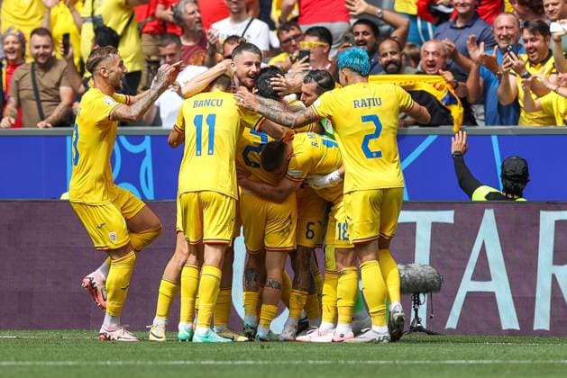 Soccer UEFA EURO 2024 Group Stage 1 Matchday Romania Ukraine on 17 06 2024 at Munich Football Arena in Munich Goal celebration for 1 o by Nicolae Stanciu Romania xMSx