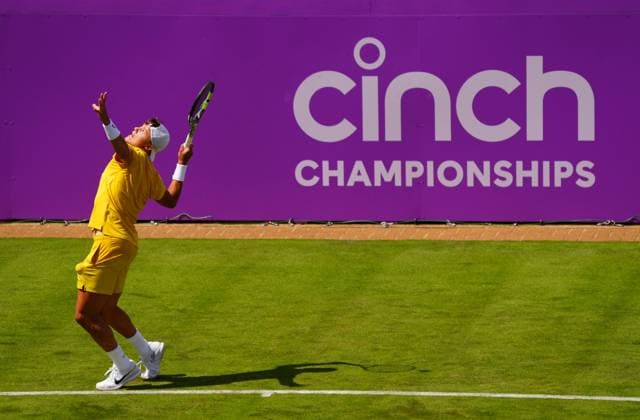 Holger Rune in first round action Cinch Championships, Day 1, Tennis, Queen s Club, London, UK - 17 June 2024  Copyright: xJavierxGarcia Shutterstockx 14539781m