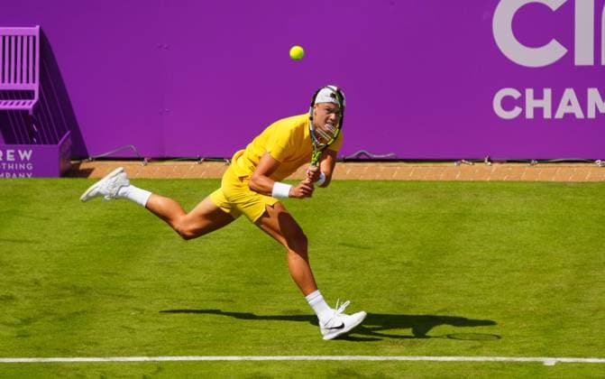 Holger Rune in first round action Cinch Championships, Day 1, Tennis, Queen s Club, London, UK - 17 June 2024  Copyright: xJavierxGarcia Shutterstockx 14539781o