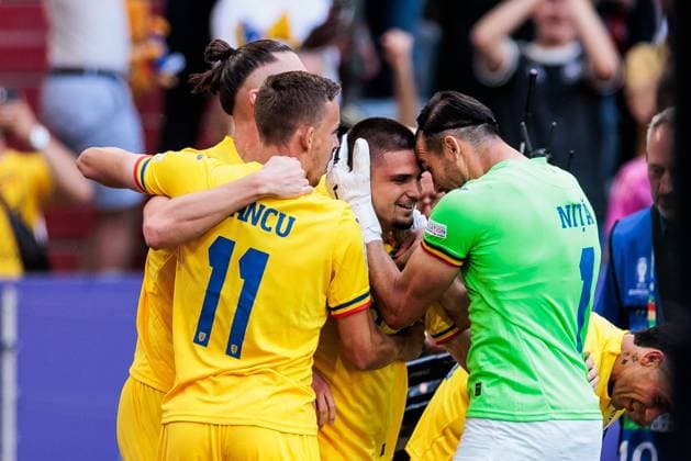UEFA EURO 2024 Romania Ukraine 17 06 2024 Celebration for 2-0 by Razvan Gabriel Marin Romania, 18 UEFA EURO 2024 Romania Ukraine Munich Football Arena, Munich on 17 06 2024 Copyright: xBEAUTIFULxSPORTS Wunderlx