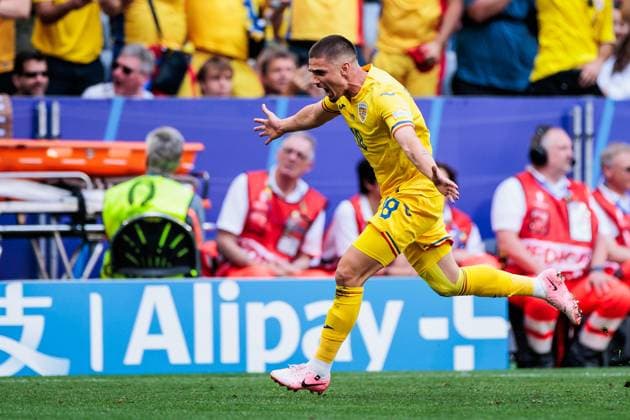 UEFA EURO 2024 Romania Ukraine 17 06 2024 Celebration for 2-0 by Razvan Gabriel Marin Romania, 18 UEFA EURO 2024 Romania Ukraine Munich Football Arena, Munich on 17 06 2024 Copyright: xBEAUTIFULxSPORTS Wunderlx