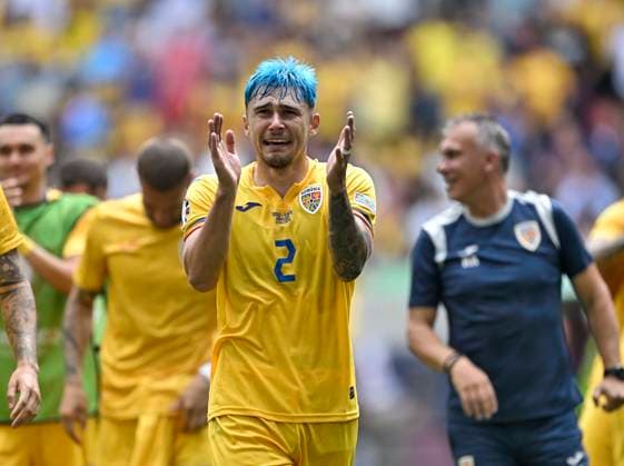 17 06 2024, Football UEFA EURO 2024, Preliminary round, Match 10, Romania Ukraine, at the Football Arena Munich Yukhym Konoplia Ukraine howls during the final cheer