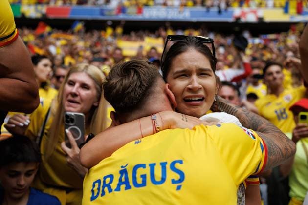 Denis Dragus with his wife during UEFA EURO, EM, Europameisterschaft,Fussball 2024 game between national teams of Romania and Ukraine at Allianz Arena, Munich, Germany (Maciej Rogowski) Munich Allianz Arena Germany Copyright: xMaciejxRogowskix romukr-14