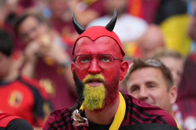 Belgian fan dressed and made up as a devil Frankfurt 17 06 2024 Belgium vs Slovakia, EURO2024 M9, Group E, EM Arena Frankfurt