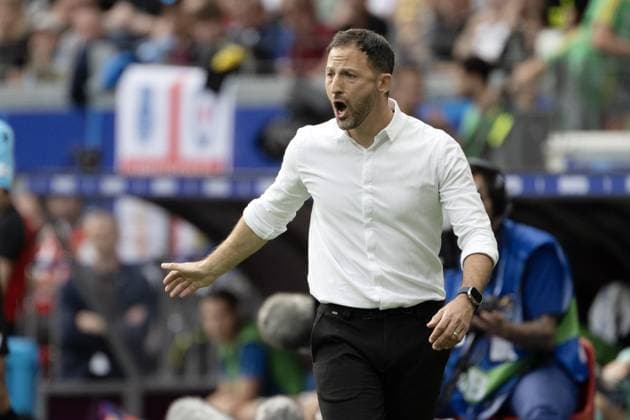 240617 EURO2024 BELGIUM VS SLOVAKIA Domenico Tedesco, head coach of Belgium, pictured during a soccer game between the national teams of Belgium, called the Red Devils and Slovakia on the first matchday in Group E in the group stage of the UEFA EURO, EM, Europameisterschaft,Fussball 2024 tournament , on Monday 17 June 2024 in Frankfurt , Germany . PHOTO SPORTPIX Maarten Straetemans FRANKFURT GERMANY  Copyright: xx 463612