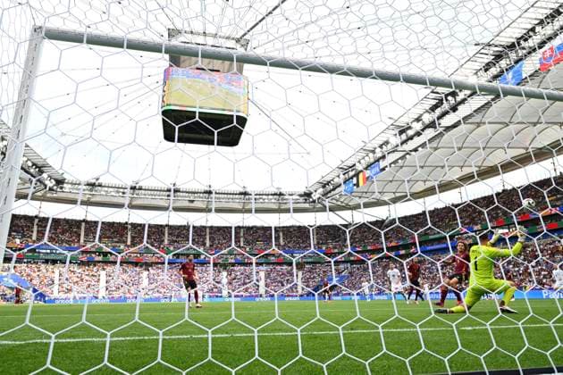 Belgium v Slovakia Group E - UEFA EURO, EM, Europameisterschaft,Fussball 2024 FRANKFURT AM MAIN, GERMANY - JUNE 17 : Ivan Schranz forward of Slovakia scores a goal during the UEFA EURO 2024 European Football Championship tournament group E stage match between Belgium and Slovakia at Frankfurt Arena on June 17, 2024 in Frankfurt am Main, Germany, 17 06 2024 Frankfurt am Main Germany  Copyright: xVincentxKalutx