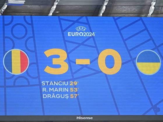 Scoreboard of the UEFA EURO 2024 match between Romania and Ukraine at the Fussball Arena in Munich, Monday 17 June 2024 Munich Copyright: xRazvanxPasarica SPORTxPICTURESx