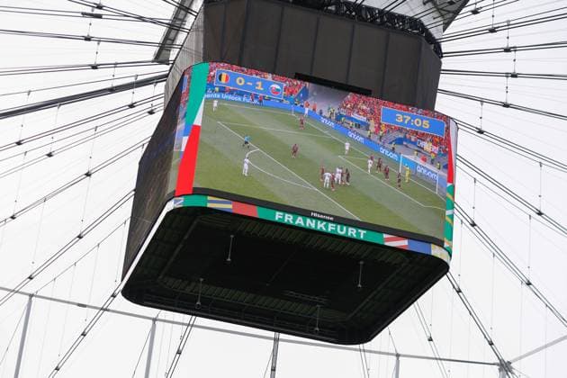FRANKFURT, Arena Frankfurt, 17-06-2024 , European Football Championship Euro2024, Group stage match no.9 between Belgium and Slovakia. Stadium screen with the score of 0-1 Belguim - Slovakia (Euro2024)  x25517952x Copyright: