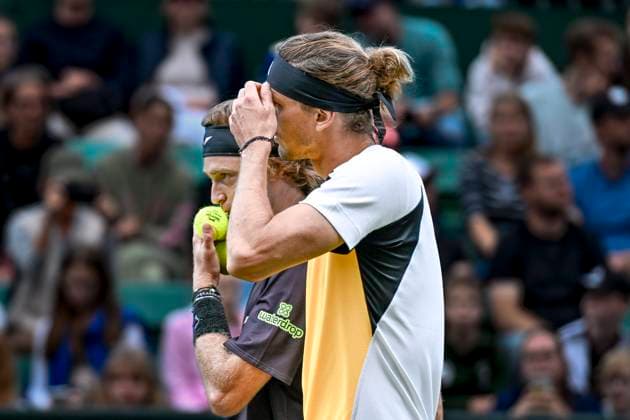 Andrey Rublev, Alexander Zverev GER 17 06 2024 Tennis Terra Wortmann Open, ATP World Tour 500, , OWL ARENA, Halle Westfalen , NRW Germany Copyright: xpepphotox xHorstxMauelshagenx pep00321, pep_20240617_hm