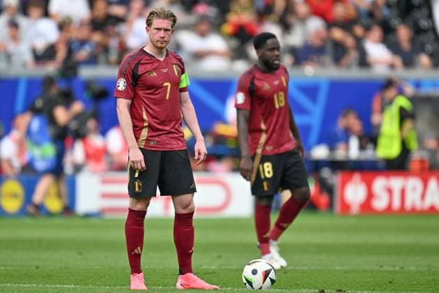 240617 EURO2024 BELGIUM VS SLOVAKIA Kevin De Bruyne (7) of Belgium pictured during a soccer game between the national teams of Belgium, called the Red Devils and Slovakia on the first matchday in Group E in the group stage of the UEFA EURO, EM, Europameisterschaft,Fussball 2024 tournament , on Monday 17 June 2024 in Frankfurt , Germany . PHOTO SPORTPIX David Catry FRANKFURT GERMANY  Copyright: xx 463738