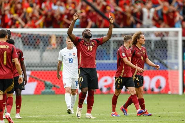 FRANKFURT, Arena Frankfurt, 17-06-2024 , European Football Championship Euro2024, Group stage match no.9 between Belgium and Slovakia. Belgium player Romelu Lukaku scores the 1-1 Belguim - Slovakia (Euro2024)  x25518230x Copyright: