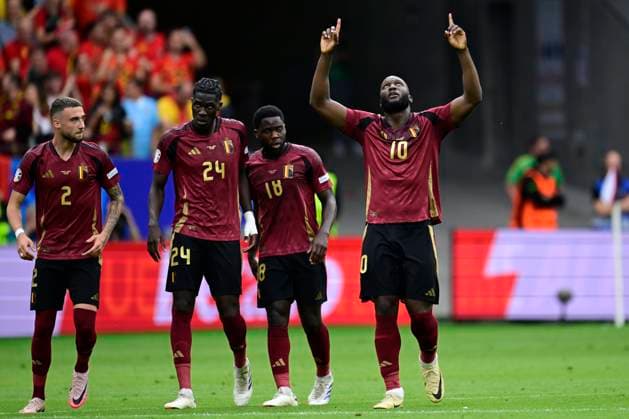 Belgium v Slovakia Group E - UEFA EURO, EM, Europameisterschaft,Fussball 2024 FRANKFURT AM MAIN, GERMANY - JUNE 17 : Lukaku Romelu forward of Belgium celebrates scoring a penalty but sees it being cancelled by the VAR for off-side during the UEFA EURO 2024 European Football Championship tournament group E stage match between Belgium and Slovakia at Frankfurt Arena on June 17, 2024 in Frankfurt am Main, Germany, 17 06 2024 Frankfurt am Main Germany  Copyright: xPeterxDexVoechtx