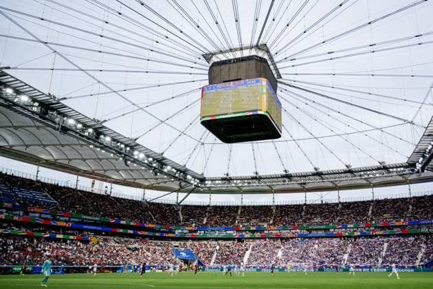 240617 Frankfurt Arena during the UEFA Euro 2024 Football Championship match between Belgium and Slovakia on June 17, 2024 in Frankfurt Photo Mathias Bergeld BILDBYRAN kod MB MB0937 fotboll football soccer fotballs em europamästerskap em uefa euro uefa european football championship euro 2024 belgien belgium slovakien slovakia bbeng  Copyright: MATHIASxBERGELD BB240617MB099