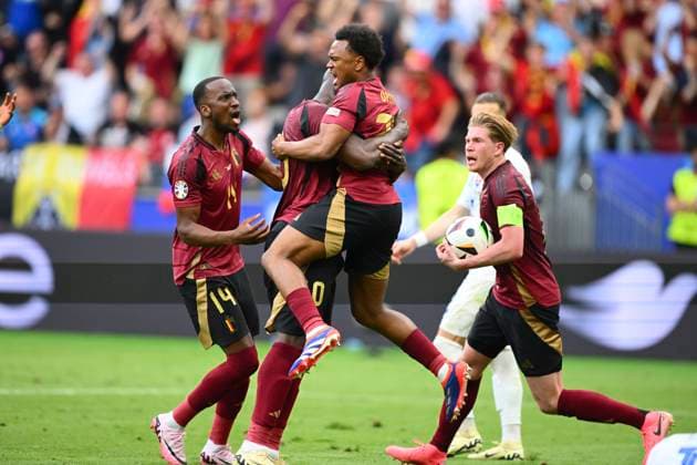 Belgium v Slovakia Group E - UEFA EURO, EM, Europameisterschaft,Fussball 2024 FRANKFURT AM MAIN, GERMANY - JUNE 17 : Lukaku Romelu forward of Belgium celebrates scoring a goal during the UEFA EURO 2024 European Football Championship tournament group E stage match between Belgium and Slovakia at Frankfurt Arena on June 17, 2024 in Frankfurt am Main, Germany, 17 06 2024 Frankfurt am Main Germany  Copyright: xVincentxKalutx