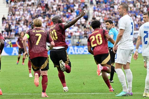 Belgium v Slovakia Group E - UEFA EURO, EM, Europameisterschaft,Fussball 2024 FRANKFURT AM MAIN, GERMANY - JUNE 17 : Lukaku Romelu forward of Belgium celebrates scoring a goal during the UEFA EURO 2024 European Football Championship tournament group E stage match between Belgium and Slovakia at Frankfurt Arena on June 17, 2024 in Frankfurt am Main, Germany, 17 06 2024 Frankfurt am Main Germany  Copyright: xDhax