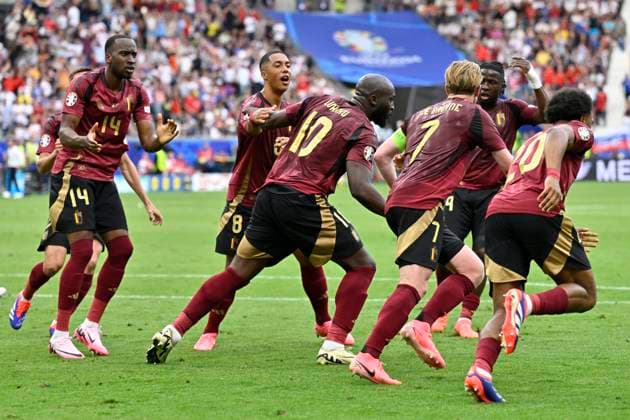 Belgium v Slovakia Group E - UEFA EURO, EM, Europameisterschaft,Fussball 2024 FRANKFURT AM MAIN, GERMANY - JUNE 17 : Lukaku Romelu forward of Belgium celebrates scoring a goal during the UEFA EURO 2024 European Football Championship tournament group E stage match between Belgium and Slovakia at Frankfurt Arena on June 17, 2024 in Frankfurt am Main, Germany, 17 06 2024 Frankfurt am Main Germany  Copyright: xDhax