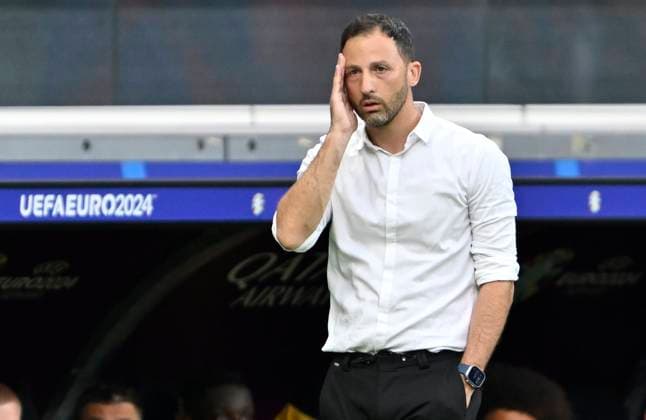 Belgium v Slovakia Group E - UEFA EURO, EM, Europameisterschaft,Fussball 2024 FRANKFURT AM MAIN, GERMANY - JUNE 17 : Tedesco Domenico head coach of Belgium looks dejected during the UEFA EURO 2024 European Football Championship tournament group E stage match between Belgium and Slovakia at Frankfurt Arena on June 17, 2024 in Frankfurt am Main, Germany, 17 06 2024 Frankfurt am Main Germany  Copyright: xDhax