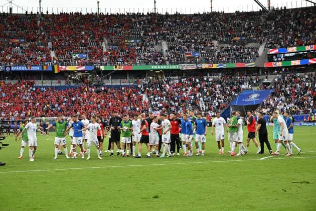17 06 2024, xjrdrx, Football EM 2024, Belgium Slovakia emspor, v l jubilation, joy, emotions about the victory in Slovakia DFL DFB REGULATIONS PROHIBIT ANY USE OF PHOTOGRAPHS as IMAGE SEQUENCES and or QUASI VIDEO Frankfurt