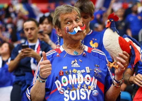 Dusseldorf, Germany, 17th June 2024. A French fan before the UEFA European Championships match at Dusseldorf Arena, Dusseldorf. Picture credit should read: David Klein Sportimage EDITORIAL USE ONLY. No use with unauthorised audio, video, data, fixture lists, club league logos or live services. Online in-match use limited to 120 images, no video emulation. No use in betting, games or single club league player publications. SPI-3197-0006