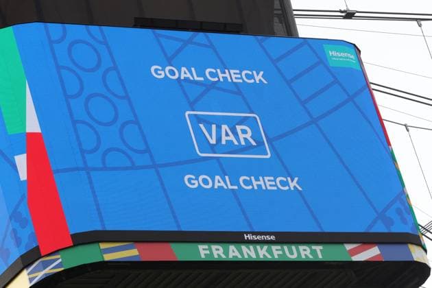 2 goals by Goal check VAR were taken away from Belgium , Preliminary round match M09, BEL SVK, Group E, European Football Championship, Belgium vs Slovakia, European Football Championship, Belgium vs Slovakia, Frankfurt, 17 06 2024,