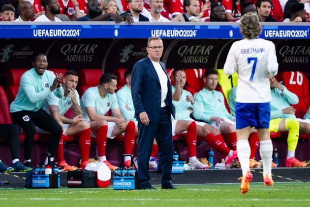 240617 Head coach Ralf Rangnick of Austria during the UEFA Euro 2024 Football Championship match between Austria and France on June 17, 2024 in Düsseldorf Photo Jesper Zerman BILDBYRAN kod JZ JZ0540 fotboll football soccer fotballs em europamästerskap em uefa euro uefa european football championship euro 2024 österrike austria frankrike france bbeng  Copyright: JESPERxZERMAN BB240617JZ050