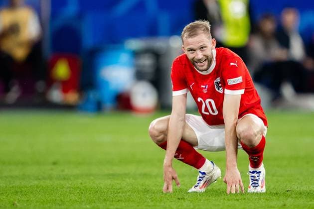 240617 Konrad Laimer of Austria during the UEFA Euro 2024 Football Championship match between Austria and France on June 17, 2024 in Düsseldorf Photo Jesper Zerman BILDBYRAN kod JZ JZ0540 fotboll football soccer fotballs em europamästerskap em uefa euro uefa european football championship euro 2024 österrike austria frankrike france bbeng  Copyright: JESPERxZERMAN BB240617JZ121