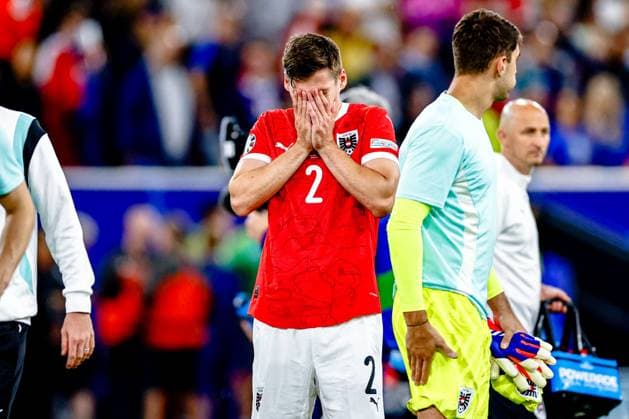 DUSSELDORF, Dusseldorf Arena ,17-06-2024 , European Football Championship Euro2024, Group stage match no.8 between Austria and France, Austria player Maximilian Wober disappointed after the 0-1 lose and his own goal Austria - France(Euro2024)  x25520158x Copyright: