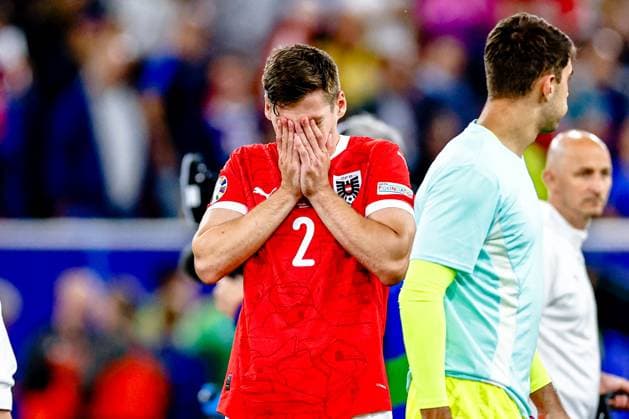 DUSSELDORF, Dusseldorf Arena ,17-06-2024 , European Football Championship Euro2024, Group stage match no.8 between Austria and France, Austria player Maximilian Wober disappointed after the 0-1 lose and his own goal Austria - France(Euro2024)  x25520159x Copyright: