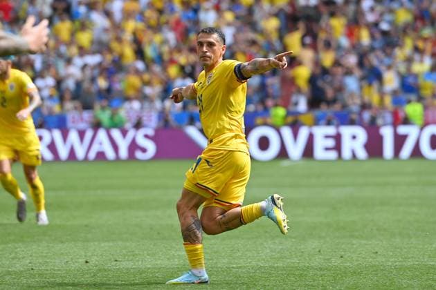 Goal celebration Nicolae STANCIU ROM after goal to 1 0, jubilation,joy,enthusiasm,action group phase group C Romania ROU Ukraine UKR 3 0, on 17 06 2024 Football Arena Munich, Football UEFA EURO 2024 GERMANY from 14 06 2024 14 07 2024