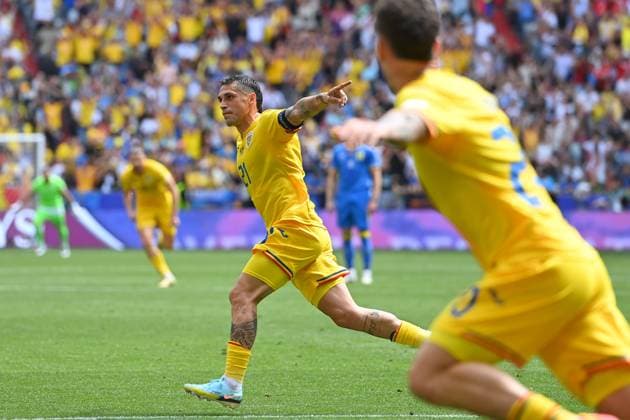 Goal celebration Nicolae STANCIU ROM after goal to 1 0, jubilation,joy,enthusiasm,action group phase group C Romania ROU Ukraine UKR 3 0, on 17 06 2024 Football Arena Munich, Football UEFA EURO 2024 GERMANY from 14 06 2024 14 07 2024