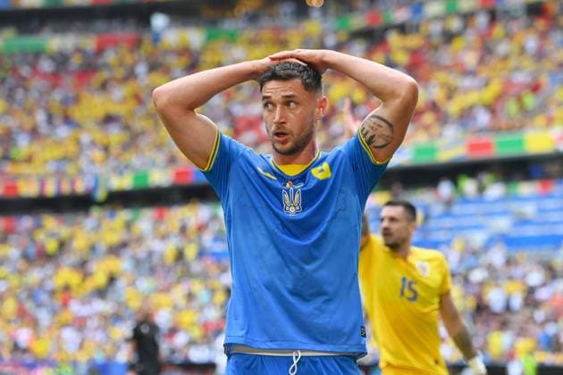 Roman YAREMCHUK UKR , disappointment,frustration,disappointed,frustrated,dejected,action,single image,cropped single motif,half figure,half figure group phase group C Romania ROU Ukraine UKR 3 0, on 17 06 2024 Football Arena Munich, Football UEFA EURO 2024 GERMANY from 14 06 2024 14 07 2024
