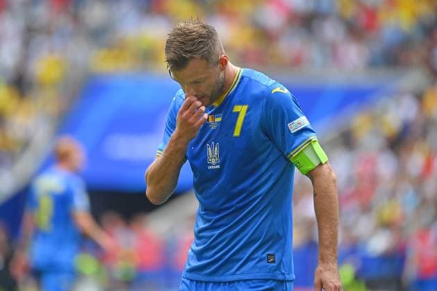 Andriy YARMOLENKO UKR , disappointment,frustration,disappointed,frustrated,dejected,action,single image,cropped single motif,half figure,half figure group phase group C Romania ROU Ukraine UKR 3 0, on 17 06 2024 Football Arena Munich, Football UEFA EURO 2024 GERMANY from 14 06 2024 14 07 2024 Â