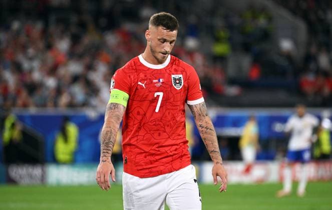 Football, European Championship, EURO 2024, Group D, Merkur Spiel Arena Düsseldorf Austria France 0 1 Marko Arnautovic AUT disappointed Disappointment, frustration, action