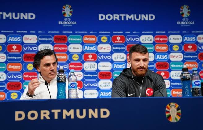 Vincenzo Montella (L) and Salih Ozcan... Turkish national team, Nationalteam coach Vincenzo Montella and football player Salih Özcan held a press conference, PK, Pressekonferenz in Dortmund, where they are for the Euro 2024 Championship, June 17, 2024. (Mehmet Topaloglu - Depo Photos) Copyright: MehmetxToplaoglux-xDepoxPhotos 18355675